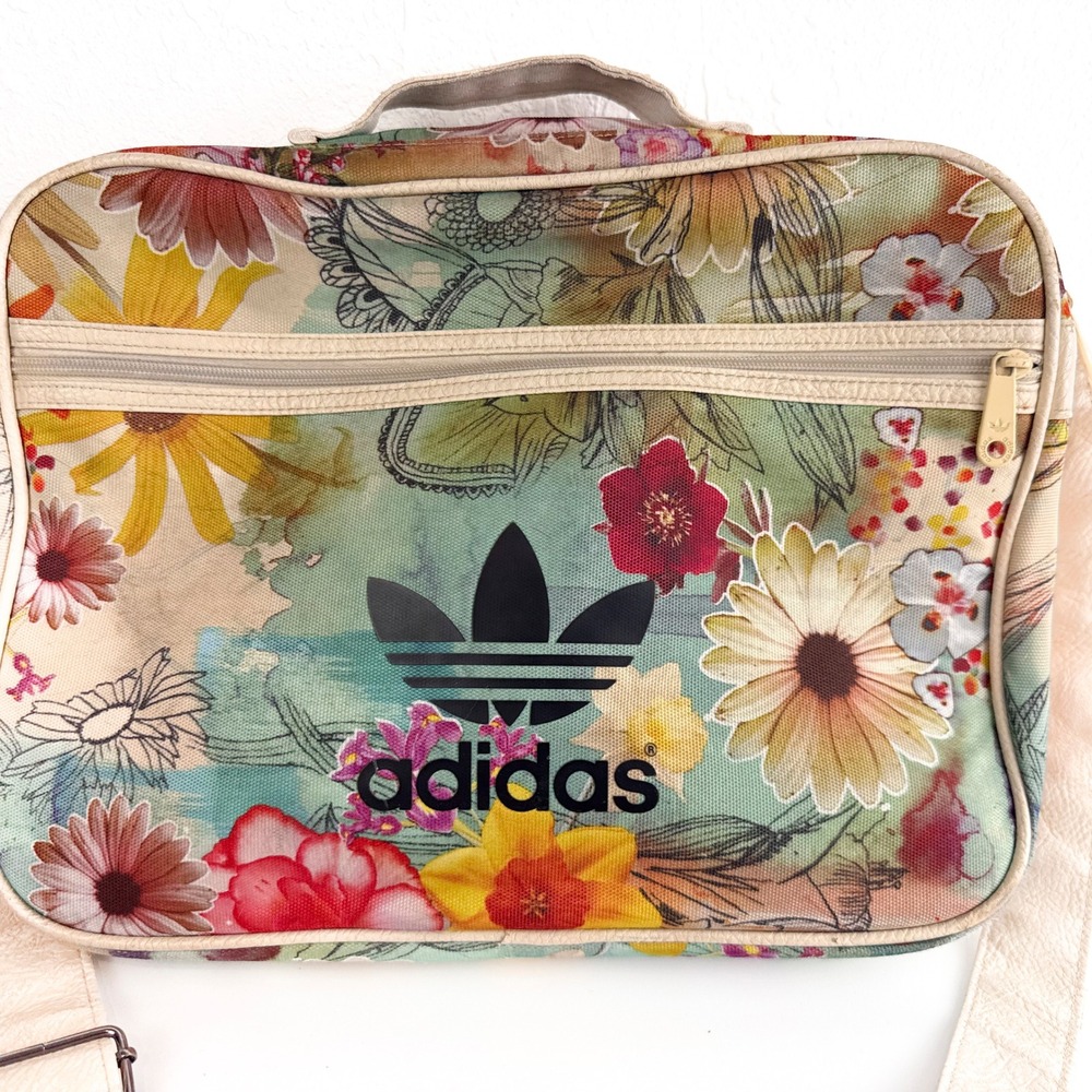 Adidas Originals Floral Trefoil Messenger Crossbody Bag Multicolor Canvas